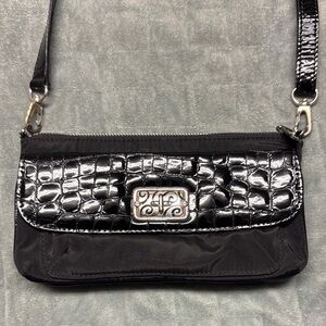 Brighton Small Shoulder Purse, Black, Classic, Silver Accents, Wallet, Crossbody